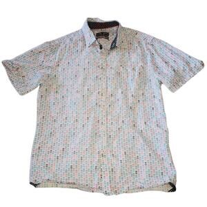 2/$30 LON NYC Cream with Multicolored Pineapple Print Button Down Size S